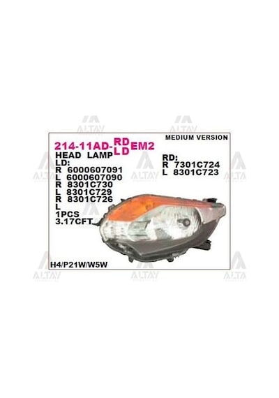 DEPO 214-11ADL-LDEM2 Ön Far Sol- Siyah - Mitsubishi L200 15- Fiat Fullback 15-