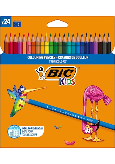 Bıc Kids Tropicolors Kuru Boya Kalemi 24 Renk, Kıymık Oluşturmaz, Ağaç Kesilmeden Üretilmiştir, Çiğnemeye Dayanıklı Diğer