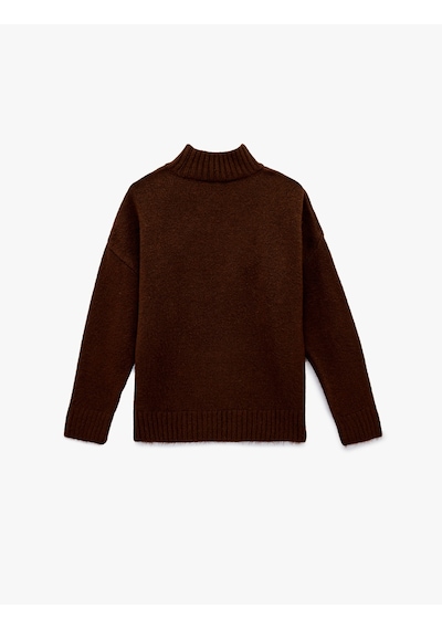 Koton Dik Yaka Uzun Kollu Oversize Triko Kazak Kahverengi 6sak90091ht Kahve