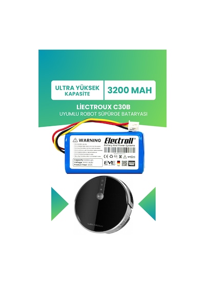 Liectroux C30b Uyumlu Batarya Ultra Yüksek Kapasite 3200mah Pil Robot Süpürge Bataryası