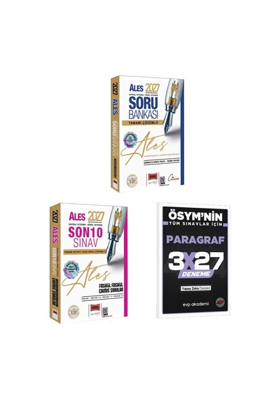 Yargı 2027 Ales Vip Sayısal-sözel Yetenek Tamamı Çözümlü Soru Bankası+çıkmış Soru+evp Akademi 3x27 Paragraf Deneme