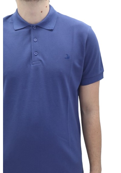 Santa Dmctekstil Erkek Dior Düz Spor Kesim Dar Kalıp Cepsiz Polo Yaka T-shirt Indigo