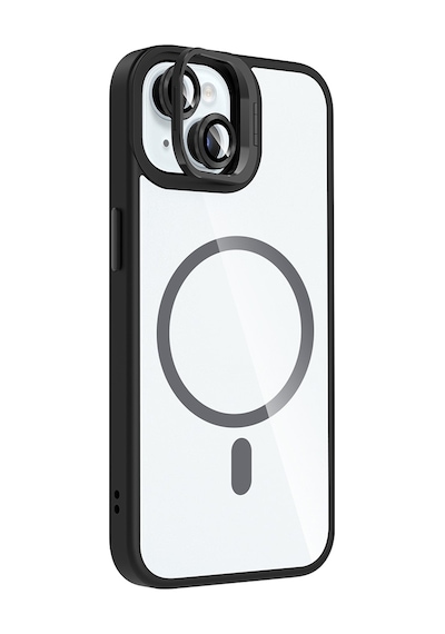 Apple iPhone Uyumlu 15 Kılıf Standlı + Kamera Lens Koruma Setli M-safe Şarj Özellikli Mkst Etro Kapak Derin Mor Derin Mor