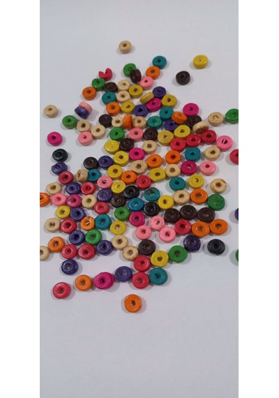 Renkli Yassı Ahşap Pul Boncuk 25 Gr. 8mm 01