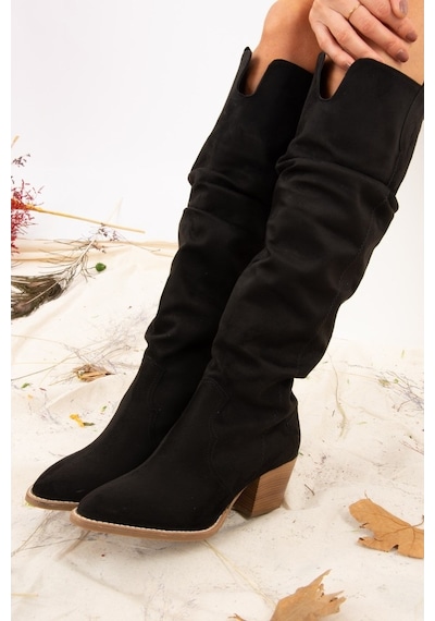 Fox Shoes Siyah Süet Kadın Çizme J404040102