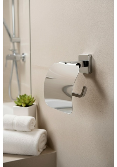 Tema Lüx Kare Plus Kapaklı Tuvalet Kağıtlığı Paslanmaz Ss 304 Krom Kaplama Banyo Wc Kağıtlık Krom