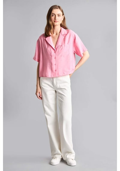 Defacto Pijama Yaka Modal Kısa Kollu Gömlek H7938ax26smpn164 Pembe-pn164