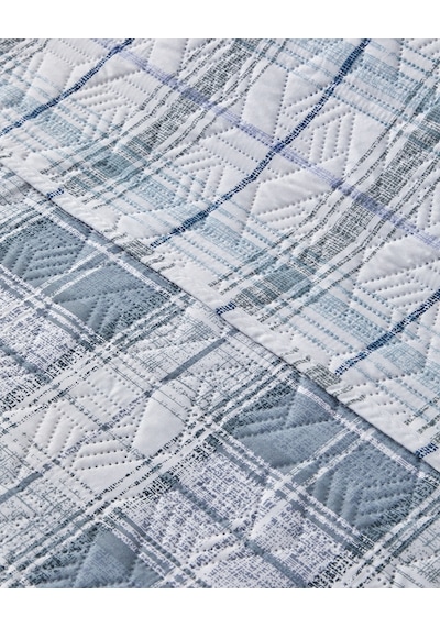 English Home Static Check Çok Amaçlı Çift Kişilik Yatak Örtüsü Takımı Gri Gri