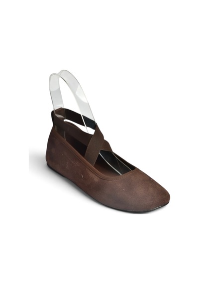 Fox Shoes Z250021002 Kahverengi Süet Çapraz Lastikli Kadın Babet