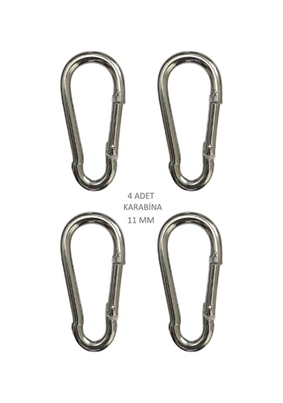 Galvanizli Karabina, 11 Mm, Askı, Çengel, Kanca, Anahtarlık 4 Adet