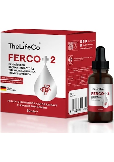 TheLifeCo Ferco +2 Değerlikli Demir Damlası 30 ML
