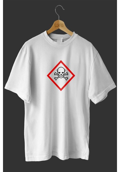 Noıssey -wed Tehlikeli Madde Tasarım Baskılı Oversize T-shirt Tişört Beyaz