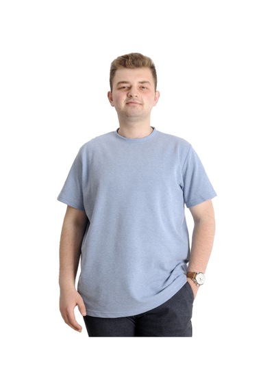 Mode Xl Büyük Beden Erkek T-Shirt Bisiklet Yaka Waffle 20033 Mavi 001