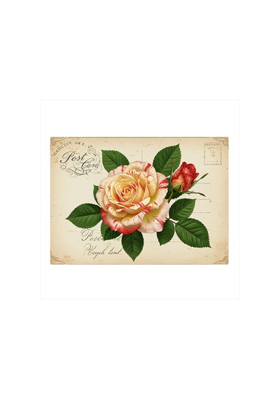 Vintage Gül Deseni Mdf Tablo