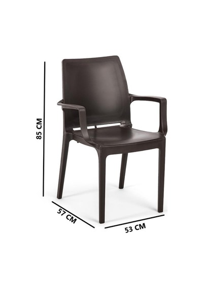 Omnipazar Sy-2502 Plastik Eve Bahçe Koltuk Sandalye 4'lü Set Kahverengi Kahverengi