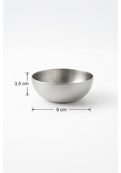 2'li Stainles Steel Sofra Sunum Çerezlik Kahvaltılık Paslanmaz Çelik Kase Gümüş