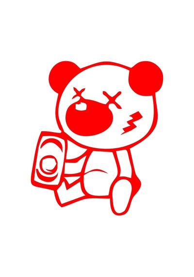 Sarhoş Panda Sticker 17x17 Cm Kırmızı
