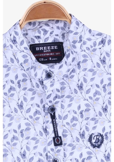 Breeze Erkek Çocuk Gömlek Çiçek Desenli Beyaz (8-14 Yaş) (546543176)