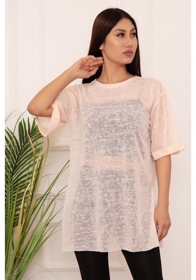 Kalopya Bayan Basic Salaş Esp12 T-Shirt Pudra