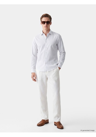 Lcw Busıness Mavi Slim Fit Çizgili Erkek Gömlek