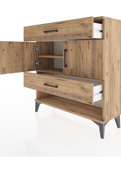 Arges Şifonyer 2 Raflı 2 Çekmeceli 2 Kapaklı 88x30x96 Çam-çam Çam