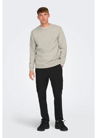 Only & Sons Erkek Onscommon Slim Fit Beli Lastikli Ve Bağlamalı Pamuklu Kargo Pantolon 22029750 Siyah Siyah