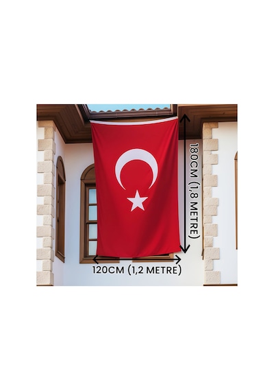 Türk Bayrağı 120x180 Cm Parlak Raşel Kumaş, Kenar Dikiş 120 x 180 CM