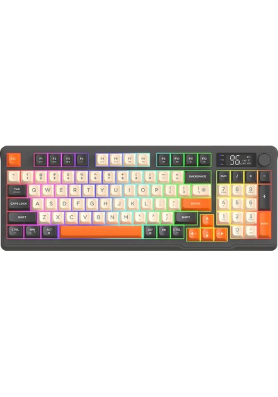M96 Kablosuz 2.4ghz Kablosuz + Bt Çift Modlu Klavye Led Ekranlı Oyun Klavyesi İle Pbt Knob Rainbow M96 Kablosuz 2.4ghz Kablosuz + Bt Çift Modlu Klavye Led Ekranlı Oyun Klavyesi İle Pbt Knob Rainbow