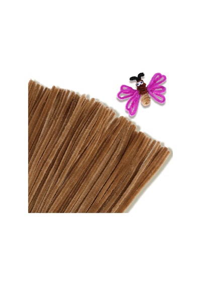 25 Adet Bej Renkli Şönil, Eğitici Şönil Seti, Tüylü Tel, 30 Cm, Peluş Tel