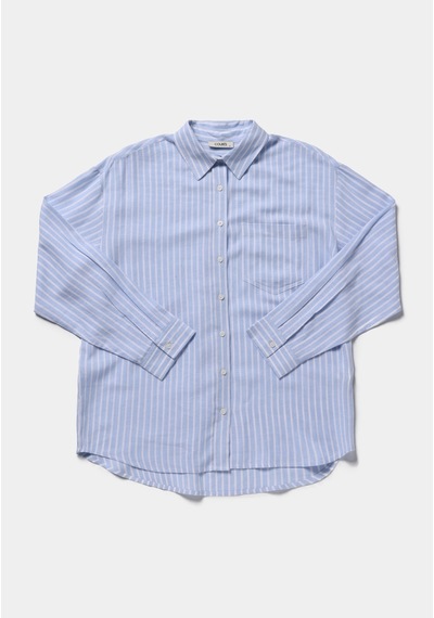 Colin's Colins Boyfriend Fit Shirt Neck Çizgili Kadın Mavi Uzun Kol Gömlek Cl1079513 Q1.v2 Lbl Açık Mavi