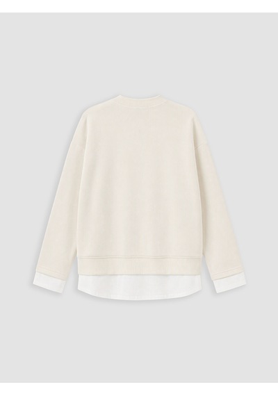 Lcw Comfort Bej Bisiklet Yaka Oversize Kadın Sweatshirt