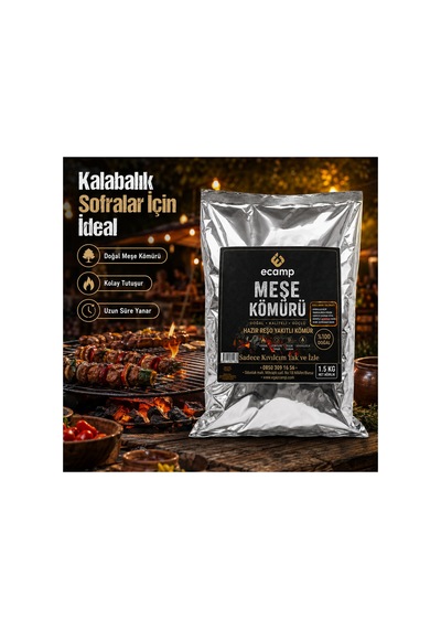 Ecamp 100% Doğal Tek Kibritle Tutuşan Meşe Kömürü 1.5 Kg X 6 Adet Çoklu Paket