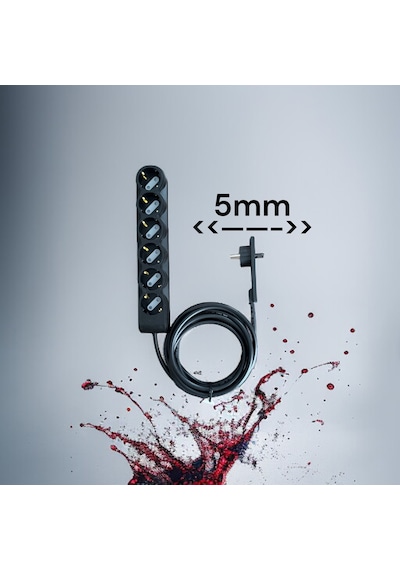 Orvi Prime 3 M İnce Fişli Uzatma Kablosu 5 Mm Dar Alanlar İçin 6 Lı Topraklı Çocuk Korumalı Siyah