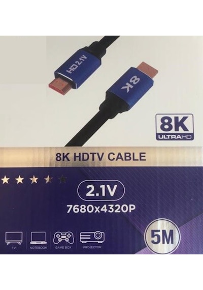 8K Ultra Hd 2.1V 7680X4320P Çözünürlük Destekli 5Mt Hdmi Kablo