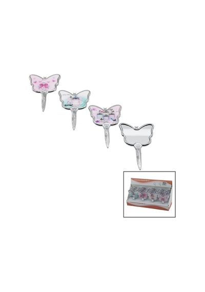 İbico İ15-038 Makyaj Aynası Saplı Çanta Tek Taraflı Kelebek Model Çanta Desenli Cep - 24'li Paket