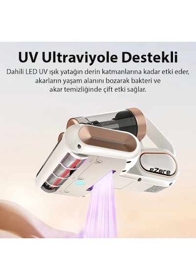 Ezere Dustaway 17000 PA Güçlü Kablosuz Akar Ve Toz Uv Işıklı Yatak Ve Koltuk Temizleyici