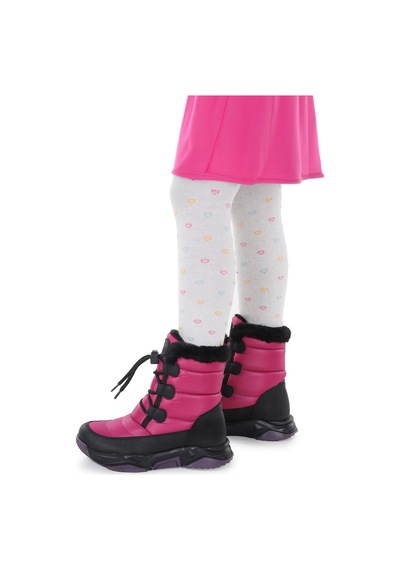 Kiko Kids Alison Bağcıklı Kız Çocuk Kar Botu Siyah - Lila Siyah - Lila