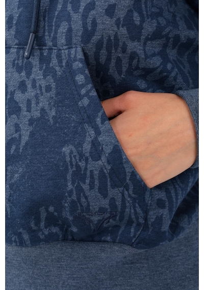 Maraton Sportswear Oversize Kadın Kapşonlu Uzun Kol Basic Navymelanj Sweatshirt 21423-navymelanj