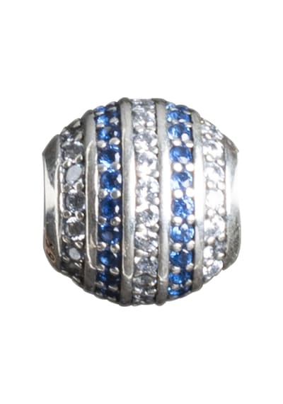 Nur Silver Mavi Ve Beyaz Taşlı Yuvarlak Gümüş Charm Nur-bl00139