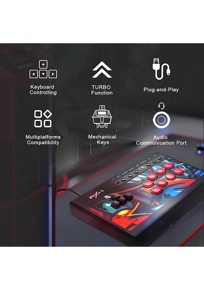Pxn X8 Arcade Stick Oyun Kumandası Mekanik Tuşlu Vewlıx Layout Ps3 / Ps4 / Pc / Xbox / Switch Uyumlu