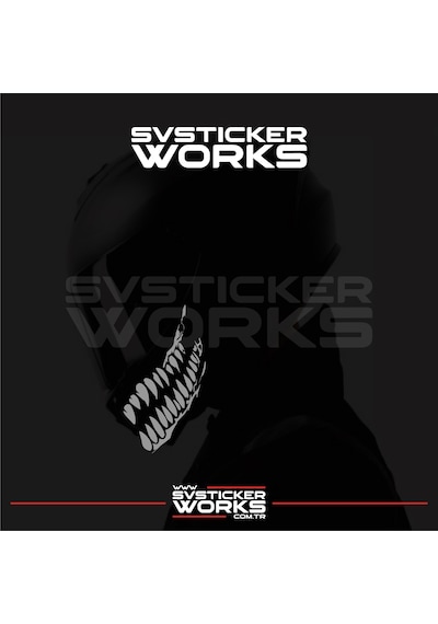 Ağız Diş Köpekbalığı Sticker Kask Vizör Sticker Tüm Kasklar Uyumlu 2 Adet Sağ Sol Gri