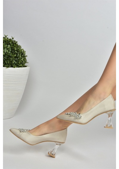 Fox Shoes Ten Saten Kumaş Taşlı Kadın Ayakkabı M246014004 Ten