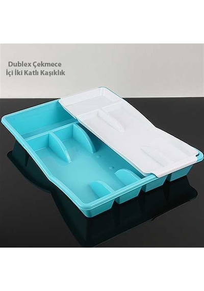 Plastik Çekmece İçi Kaşıklık Dubleks İki Katlı Plastik Kaşıklık