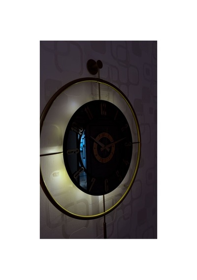 Pey Aksesuar Metal Camlı Duvar Saati 60x80 Cm Büyük Boy Işıklı Gerçek Cam Gold-füme-siyah-gold M61-gold-füme-siyah-gold