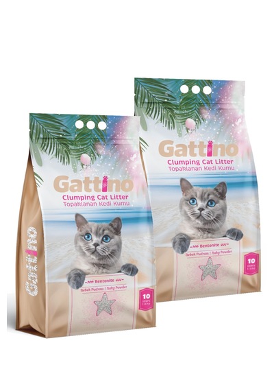 Gattino Pudra Kokulu Topaklaşan Bentonit Kedi Kumu 2 x 10 L