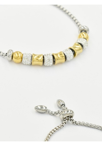 Brezza Lusso Jewelry Enesstore Zirkon Taşlı  Kadın Charm Çelik Bileklik Sarı
