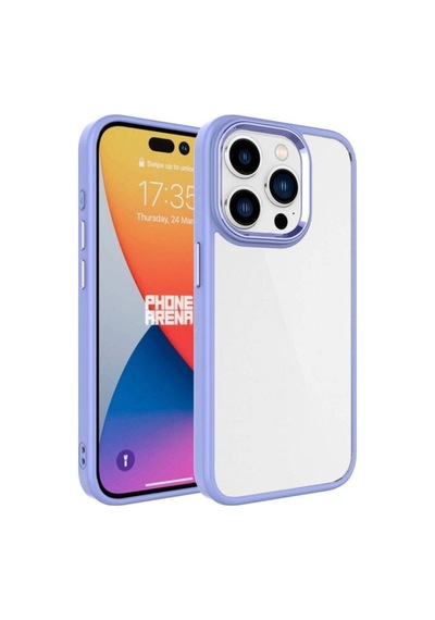 Apple Uyumlu iPhone 15 Pro Kılıf Zore Krom Kapak Lila