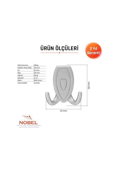 Zepli N Askı, Metal Vestiyer Askısı, Matkrom Matkrom, Duvar Ve Dolap Askılığı 5'li Set Vidalı Krom