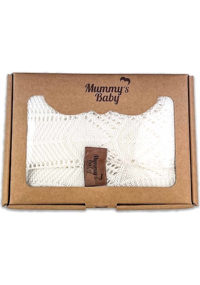 Mummy's Baby Tencel Örgü Dantel Desen Bebek Battaniyesi 80x100 Ekru