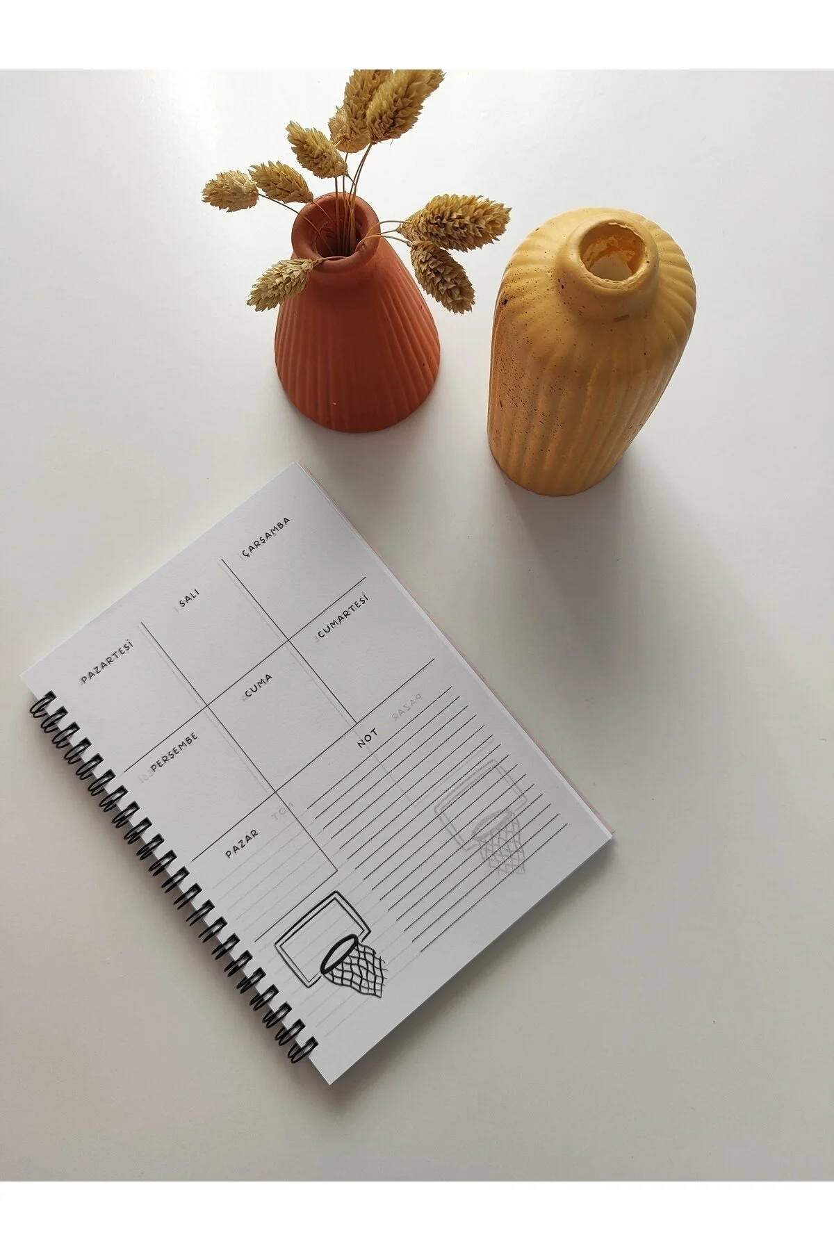 Haftalık Planlayıcı Defter, Basketbol Temalı Defter, Not Defteri Pembe